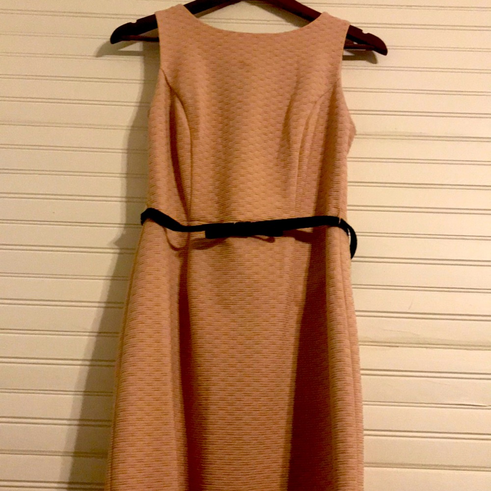 Light pink lace back dress with belt